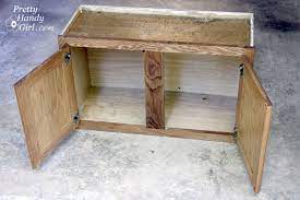 Here's how to wallpaper them. How To Make A Shoe Storage Bench Out Of A Habitat Restore Wall Cabinet Pretty Handy Girl