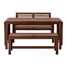 Applaro Table 2 Benches Outdoor Brown Stained Ikea Ikea Outdoor Furniture Ikea Outdoor Outdoor Dining Furniture