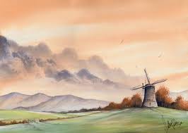 I tried to keep thing painting simple and easy. Watercolour Painting Tutorial Paint A Windmill Sunset Landscape