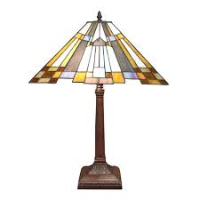 New York Blue Art Deco Tiffany Lamp With Patinated Bronze Metal