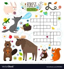 Forest Animals Crossword Puzzle Vector Image On Vectorstock Alphabet Crafts Preschool Crossword Animal Books