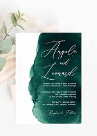 Emerald Green Watercolor Wedding Invitations Printable Wedding Template Instant Pdf Download Editable Invitation Suite Modern Invite Watercolor Wedding Invitations Printable Wedding Invitations Wedding Invitation Templates