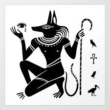 Buy Ancient Egyptian God Anubis With A Dog Head And Ancient Egyptian Symbols Black And White Ancient Egyptian Gods Ancient Egyptian Symbols Egyptian Symbols
