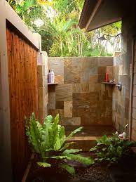 Here's how to put together some simple outdoor design ideas to help you get that tropical look you've been yearning for. Outdoor Shower Maui Hi Dreamshower Toilettreeproducts Outdoor Bathrooms Outdoor Baths Outside Showers
