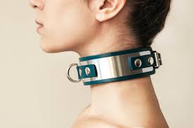 Handmade Custom Metal Leather Blue Choker D Ring Collar nelli 10 Color  Options Stainless Steel Hardware