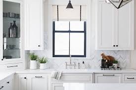 White Kitchen With Black Windows I Love The Contrast Of White Kitchen With Black Win White Shaker Kitchen White Shaker Kitchen Cabinets Shaker Kitchen Cabinets