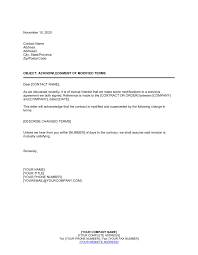 Acknowledgement is said to be the recognition of the existence of something or some fact. Acknowledgment Of Modified Terms Template By Business In A Box
