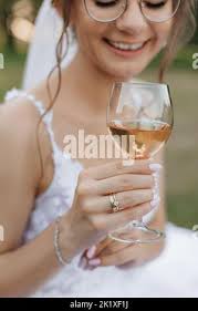 A ring in a glass of wine Stock Photo