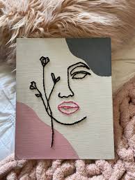 Embroidered Line Art Painting