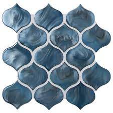 Try a large arabesque floor tile in an entryway or an arabesque mosaic tile floor in the bathroom. Msi Blue Shimmer Arabesque 10 In X 10 20 In X 8mm Glass Mesh Mounted Mosaic Tile 0 71 Sq Ft Gls Blushi8mm The Home Depot