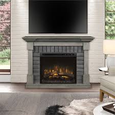 Dimplex electric fireplaces unparalleled flame floating cabinets. Dimplex Royce Mantel Electric Fireplace With Logs In Smoke Stack Gray Gds28l8 1924sk