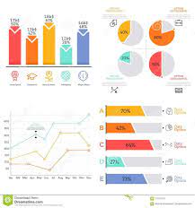 Collection Of Flat Colorful Diagram Bar And Line Graph Pie Chart Elements Statistical Data Visualization Concept Il Data Visualization Line Graphs Graphing