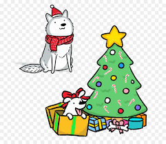 Dog cartoon with christmas red hat stock vector. Cartoon Christmas Tree