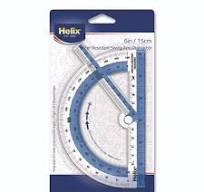 180 Degree Shatter Resistant Swing Arm Protractor, 6" Ruler Edge/10 cm  Ruler Edge, Plastic, Randomly Assorted Color