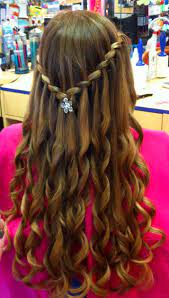 Beautiful Mira Curls And Twisted Waterfall Kidsnips Com Braids With Curls Party Hairstyles Hairstyles For Quinceanera