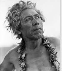 A still shot of High Chief Tago Afeleti of Nu'uuli while in makeup and  hairpiece filming his scenes as an extra in the movie "The Hurricane"  released in 1937. Renowned film director