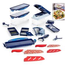 Die genius hits bekannt aus dem tv: Genius Nicer Dicer Plus Gemuseschneider 18 Tlg Blau Magic Cut Messerset Rot Los Mengen