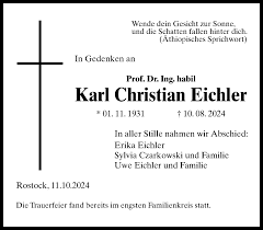 Traueranzeigen von Karl Christian Eichler