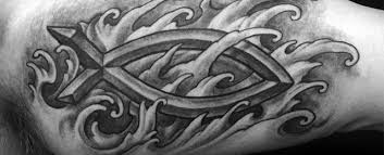 The root of this latin word is fish. 40 Ichthus Tattoo Designs For Men Jesus Fish Ink Ideas