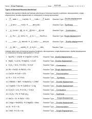 You are going to be learning about chemical reactions. Types Of Chemical Reaction Worksheet Pdf Name Date Period 3 4 7 Types Of Chemical Reaction Worksheet Balance The Reactions 1 To 6 And Indicate Which Course Hero