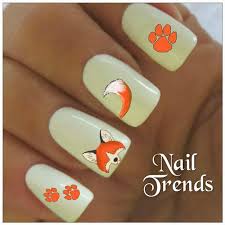 Fox Nail Decal 20 Vinyl Stickers Nail Art By Nailtrends On Etsy 2 65 Fox Nails Nail Wraps Diy Nails