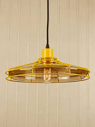 Slim Is A Ceiling Pendant Light From The District Range With A Bright Yellow Wire Cage Covering A Champagn Ceiling Pendant Lights Hanging Lights Ceiling Lights