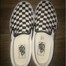 Black And White Checkered Vans Womens Size 7 Checkered Vans With Images Vans Classic Slip On Sneaker Vans Womens Vans