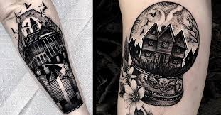 25 Spooky Haunted House Tattoos