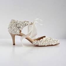 Although they look pretty, narrow high heels leave many brides ready to ditch their shoes after the ceremony. Low Heel Satin Flower Wedding Shoe Bettina By Diane Hassall
