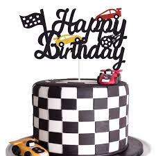 Car / race car, vintage. Marwey Race Car Birthday Cake Topper Happy Birthday Cake Decor Chequered Flag Themed Party Supplies Decorations Doubled Sided Buy Online In Angola At Angola Desertcart Com Productid 165243852