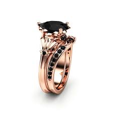 Bridal ring sets wedding band sets wedding rings fine bridal jewelry pink sapphire ring caravaggio diamond engagement rings. Pear Black Diamond Engagement Ring Set 14k Rose Gold Petal Rings Pear Cut Ring With Matching Diamond Band Camellia Jewelry