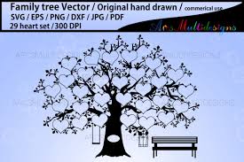 When printed, just start with writing your name in the tree trunk, then insert your parents names in the two darkest areas. Family Tree Twenty Nine Heart Template Svg Digitanza