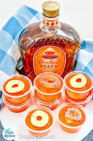 Look over the combination of liquor and jello mixes below. Peach Crown Jello Shots Trop Rockin