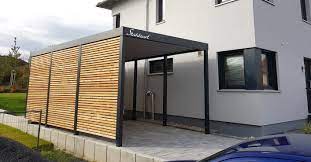 Einzel Carport Am Haus Aus Stahl Holz Metall Modern Stahlzart Carport Holz Carport Stahlcarport