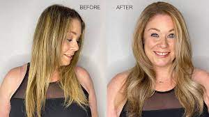 Look at this before pic of brassy haircolor and after of transformed blonde hair. The 3 Biggest Blonde Problems And How To Fix Them Joico