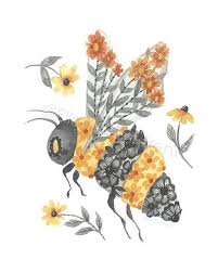 Watercolor Bumble Bee Botanical Wall Art Watercolor Wall Etsy Watercolor Art Bee Art Watercolor Decor