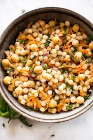 This Healthy Vegan Pearl Couscous Salad Has Delicious Fresh Herbs Chickpeas And Couscous Salad Recipes Pearl Couscous Recipes Israeli Couscous Salad Recipes