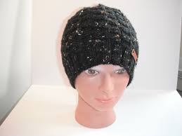 Hand Knitted Hat Toque Size L-M Acrylic Black Tweed 009 Hand Knit by Me