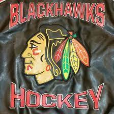 The Freshest Hockey Logo Check Out This Chicago Blackhawks Nhl Faux Leather Jacket Sz Medium Swing By Www Justonevintage Co Blackhawks Hockey Logos Throwback