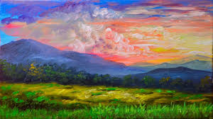 I decided to try watercolor painting to ease the angst and found incredible satisfaction in learning this whimsical and wild hobby. On This Step By Step Painting Tutorial Sunset In The Mountains You Will Learn On How To Creat Suns Sunset Painting Mountain Sunset Painting Landscape Paintings