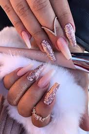Black And Gold Glitter Coffin Nails 43 Nail Designs And Ideas For Coffin Acrylic Nails Page 4 Of 4 Stayglam In 2020 Sparkly Acrylic Nails Pink Sparkly Nails Pink Ombre Nails