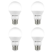 Ecosmart 60 Watt Equivalent A19 Non Dimmable Led Light Bulb Daylight 4 Pack B7a19a60wul34 The Home Depot