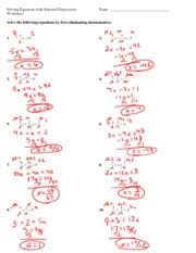 Handout Solving Equations With Rational Expressions 2 Key Solving Equations With Rational Expressions 2 Worksheet Name Solve The Following Equations Course Hero