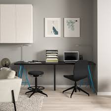 Costway bureau rabattable mural 60 x 16 x 82cm blanc table murale pliable en mdf avec 7 compartiments pour chambre bureau salon voir plus d idées sur le thème table murale rabattable table murale déco maison. Linnmon Lerberg Tisch Schwarzbraun Blau Ikea Deutschland