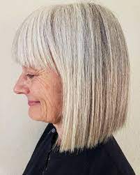 65 Gorgeous Gray Hair Styles Blunt Bob With Bangs Grey Hair With Bangs Long Gray Hair