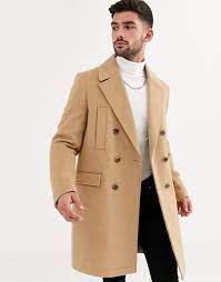 Thick woven fabric just a hint of cozy. Asos Design Wool Mix Double Breasted Overcoat In Camel Asos