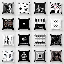 Black and white throw pillows for bed. Black White Geometric Cushion Cover Polyester Throw Pillow Case Car Sofa Bed Decorative Pillowcase 45 45cm Ins Nordic Home Decor Cushion Cover Aliexpress