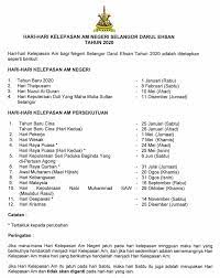 Senarai cuti umum & cuti sekolah tahun psa politeknik shah alam, psa shah alam, psa politeknik port, psa politeknik mukah, psa politeknik merlimau, psa politeknik sultan, psa poli. Takwim Cuti Umum Selangor 2020