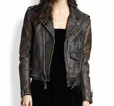 Womens Vintage Distressed Biker Leather Jacket Leather Jacket Blue Leather Jacket Leather Jackets Women