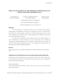 Pdf Effects Of Framing On The Thermal Performance Of Wood And Steel Framed Walls
